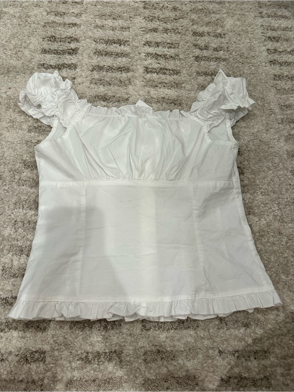 Brandy Melville White Ruffle Button-Front Women's Top - Picture 3 of 3